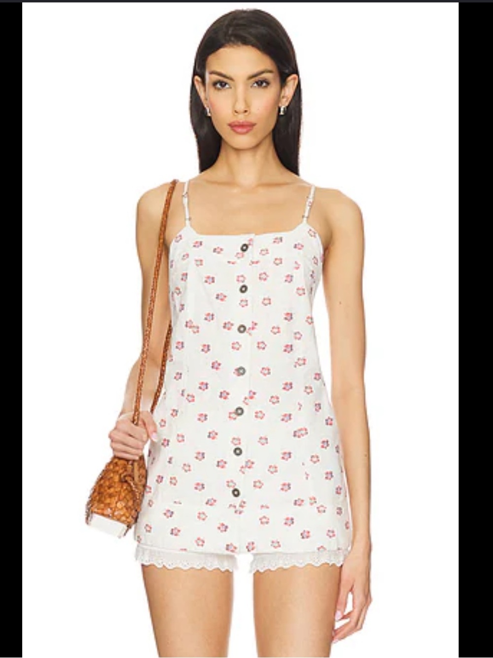 Revolve x Free People Maddie Ivory Floral Button-Front Tunic